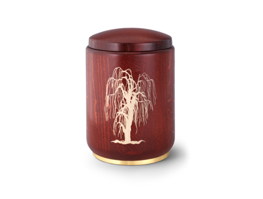 Edition Roma, Buche - mahagoni gebeizt, Trauerweide, Messingsockel Edition Roma, Buche - mahagoni gebeizt, Trauerweide, Messingsockel