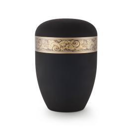 Edition Antiqua, Samtton tiefschwarz, Dekor Feder, biol. abbaub.