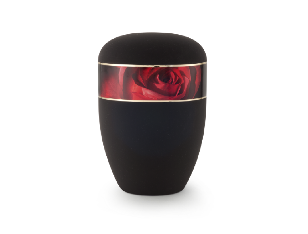 Edition Antiqua, Samton tiefschwarz, Motiv Rose, biol. abbaub.