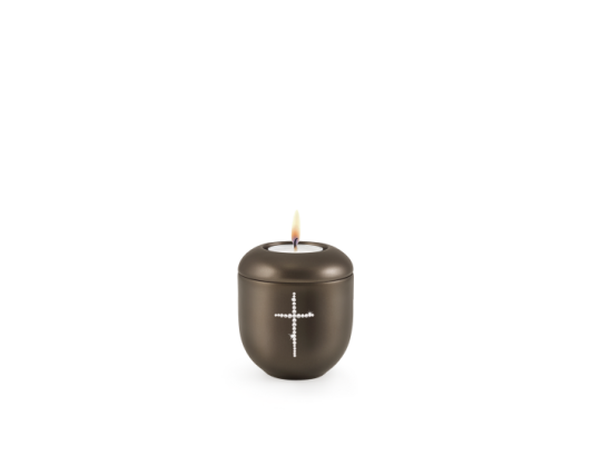Edition Crystal, perlmutt chocolat - Gedenklicht, Kreuz aus Kristallen
