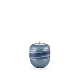 Edition Wave, perlmutt stahlgrau - Gedenklicht, Silberstreifen, Motiv Wellen