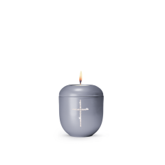 Edition Crystal, perlmutt stahlgrau - Gedenklicht, Kreuz aus Kristallen