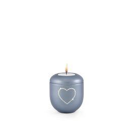 Edition Crystal, perlmutt stahlgrau - Gedenklicht, Herz aus Kristallen