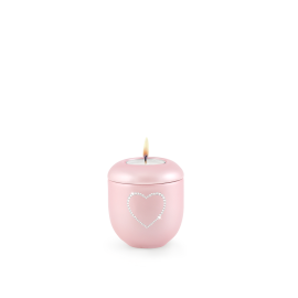 Edition Crystal, perlmutt rosé - Gedenklicht, Herz aus Kristallen