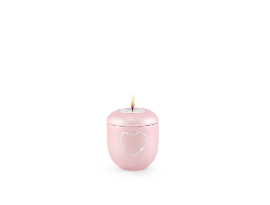 Edition Crystal, perlmutt rosé - Gedenklicht, Herz aus Kristallen
