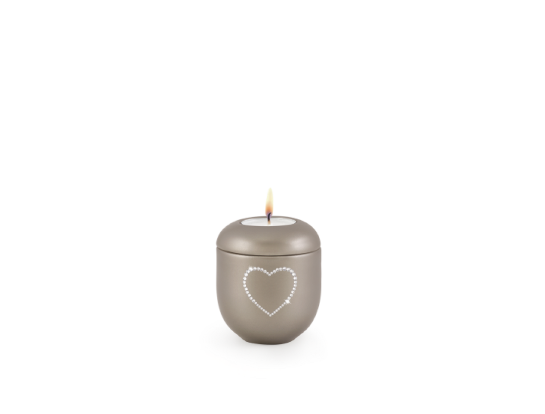 Edition Crystal, perlmutt fumé - Gedenklicht, Herz aus Kristallen