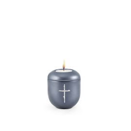 Edition Crystal, perlmutt mitternachtsblau - Gedenklicht, Kreuz aus Kristallen