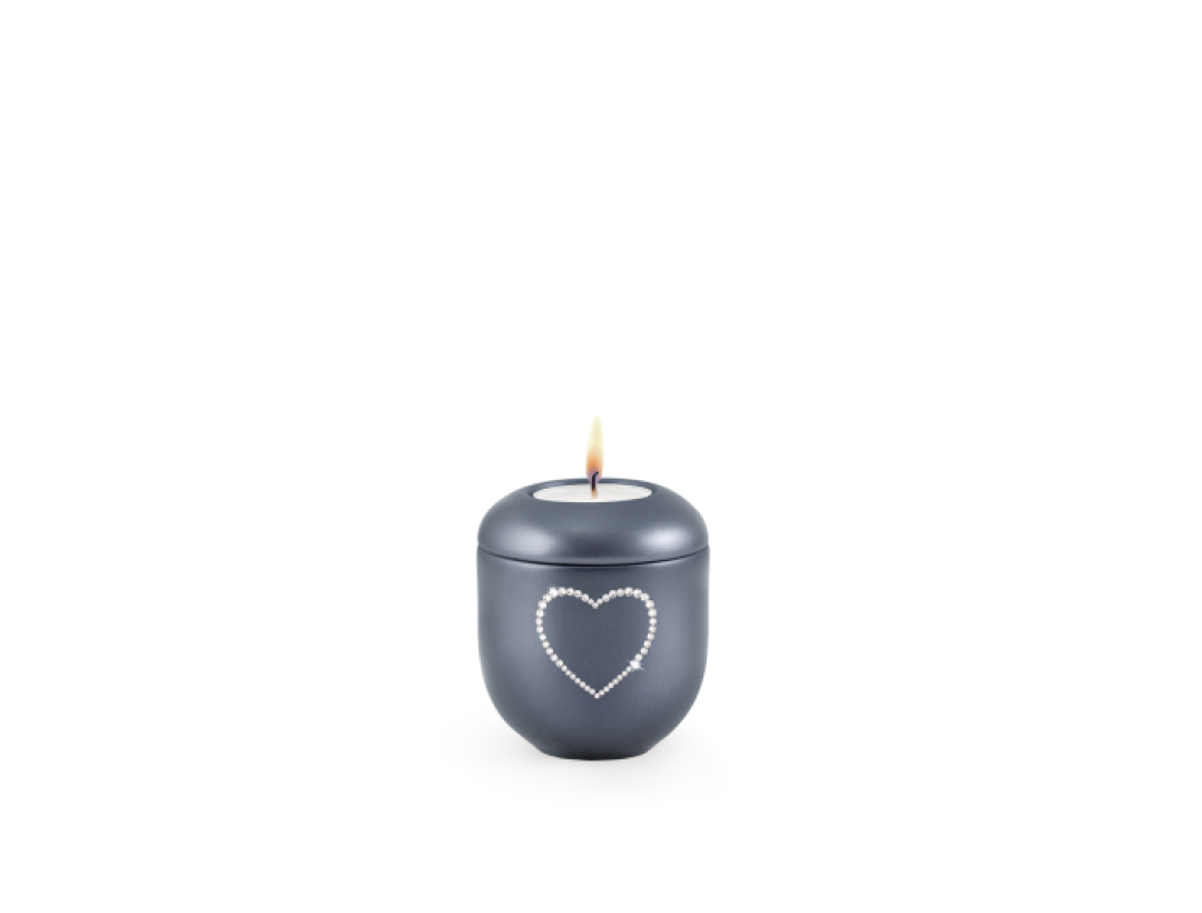 Edition Crystal, perlmutt mitternachtsblau - Gedenklicht, Herz aus Kristallen