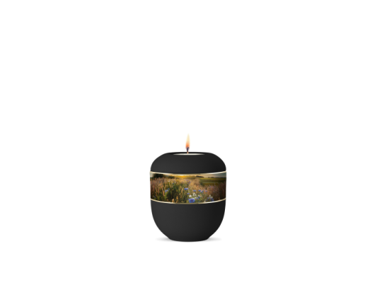 Edition Memorius, Samton Tiefschwarz, Kornblumen, Gedenklicht