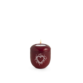 Edition Karat, hochglanz rubin - Gedenklicht, Herzen aus Kristallen