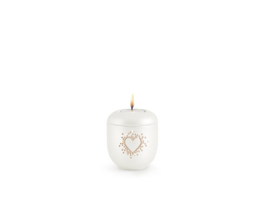 Edition Karat, perlmutt - Gedenklicht, Herzen aus Kristallen rose