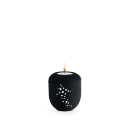 Edition Karat, Samtton tiefschwarz - Gedenklicht, Schweif aus Kristallen