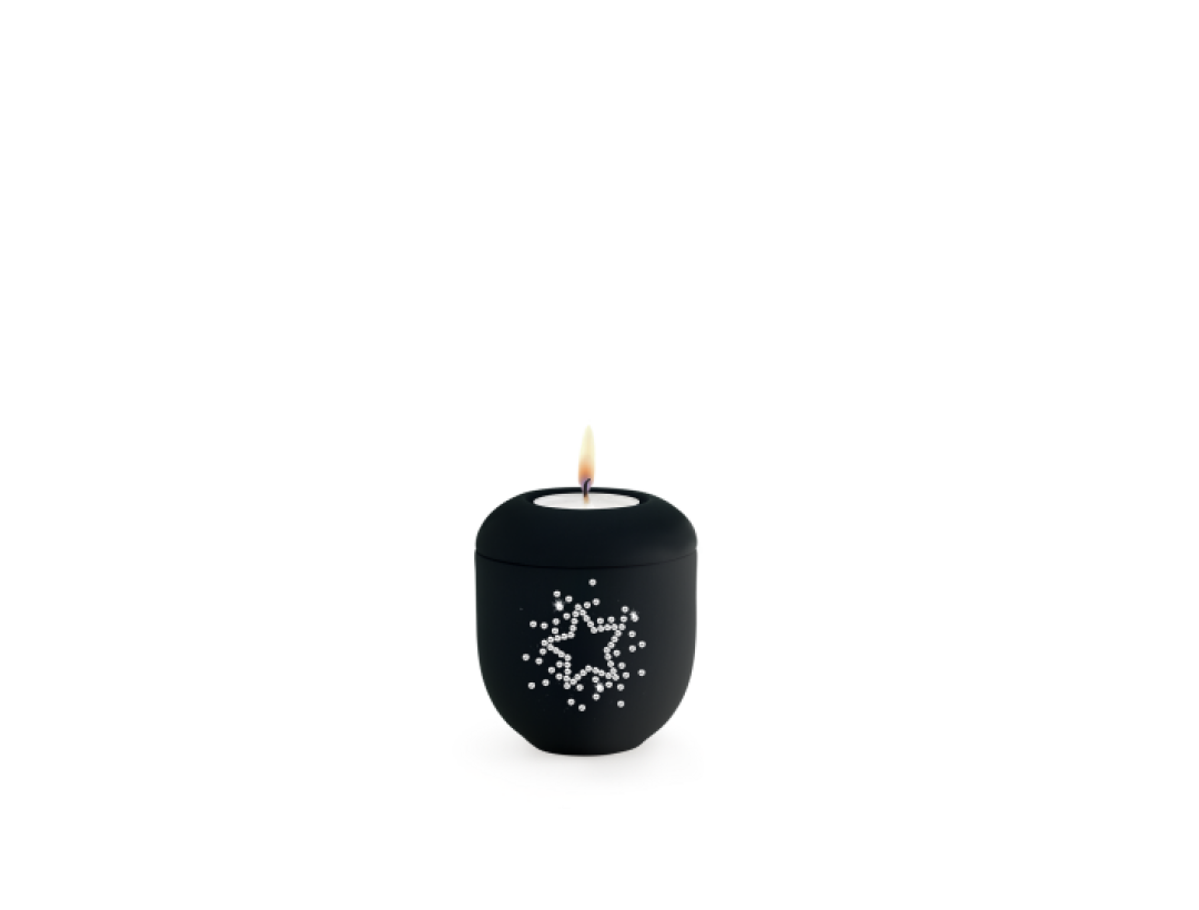 Edition Karat, Samtton tiefschwarz - Gedenklicht, Sternenhimmel aus Kristallen