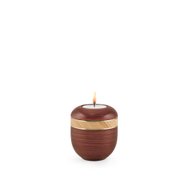 Edition Milano, handbemalt Kastanienbraun, Zierband Saharasand, Gedenklicht