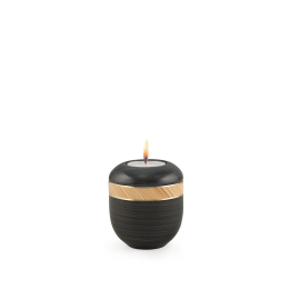 Edition Milano, handbemalt Steingrau, Zierband Saharasand, Gedenklicht