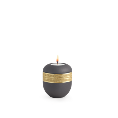 Edition Krypta, Samton Anthrazit, mattgolden eingefasstes glitzerndes Dekor, Gedenklicht