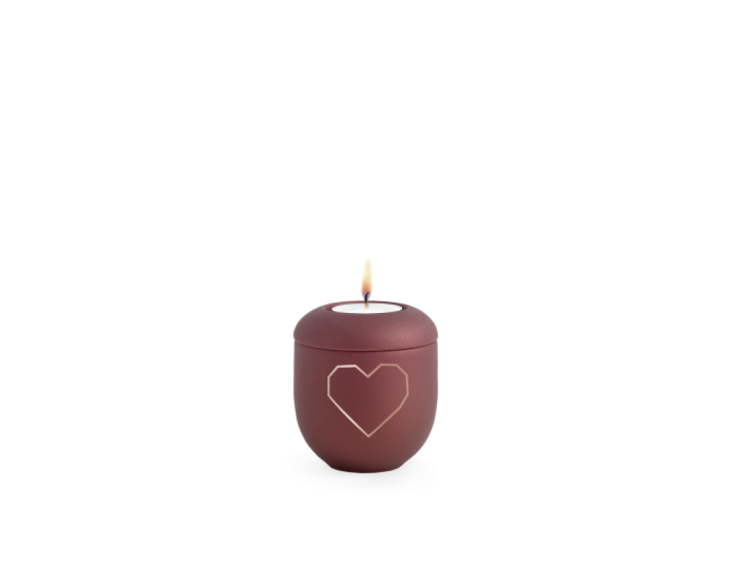 Edition Geometric, Gedenklicht, velvet rubin, kupferfarbenes Motiv Herz Edition Geometric, Gedenklicht, velvet rubin, kupferfarbenes Motiv Herz