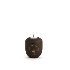 Edition Geometric, Gedenklicht, velvet siena, kupferfarbenes Motiv Baum