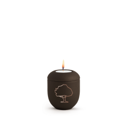 Edition Geometric, Gedenklicht, velvet siena, kupferfarbenes Motiv Baum Edition Geometric, Gedenklicht, velvet siena, kupferfarbenes Motiv Baum