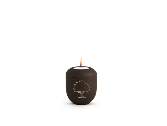 Edition Geometric, Gedenklicht, velvet siena, kupferfarbenes Motiv Baum