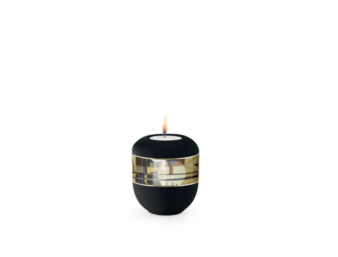 Edition Arte, Künstlerserie, Gedenklicht, schwarz, umlaufendes Motiv Sonne