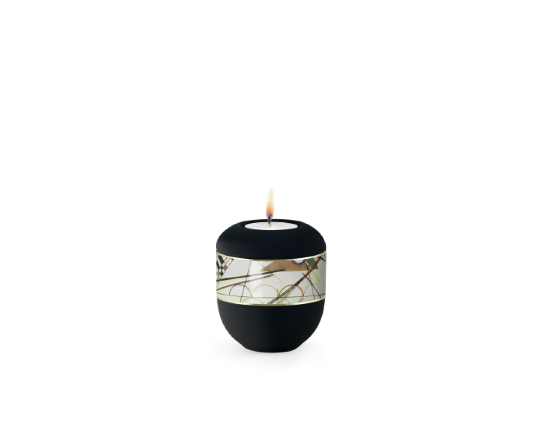 Edition Arte, Künstlerserie, Gedenklicht, schwarz, umlaufendes Motiv Komposition Edition Arte, Künstlerserie, Gedenklicht, schwarz, umlaufendes Motiv Komposition