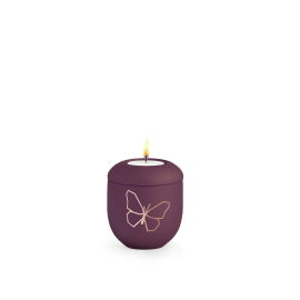 Edition Geometric, Gedenklicht, velvet berry, kupferfarbenes Motiv Schmetterling Edition Geometric, Gedenklicht, velvet berry, kupferfarbenes Motiv Schmetterling