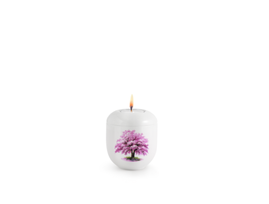 Edition Silva, Hochglanz weiß, Magnolienbaum, Gedenklicht