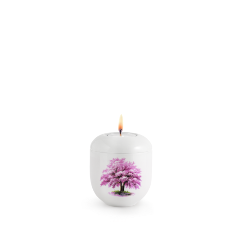 Edition Silva, Hochglanz weiß, Magnolienbaum, Gedenklicht