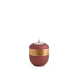 Edition Krypta, Samton Rubin, altgoldenes Dekor mattgolden eingefasst, Gedenklicht Edition Krypta, Samton Rubin, altgoldenes Dekor mattgolden eingefasst, Gedenklicht