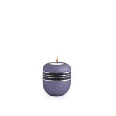 Edition Krypta, Samton Lavendel, mattsilber eingefasstes schwarzes Mosaikzierband, Gedenklicht