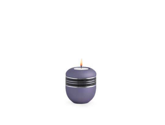 Edition Krypta, Samton Lavendel, mattsilber eingefasstes schwarzes Mosaikzierband, Gedenklicht