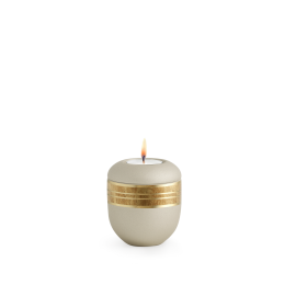 Edition Krypta, Samton Champagner, altgoldenes Dekor mattgolden eingefasst, Gedenklicht