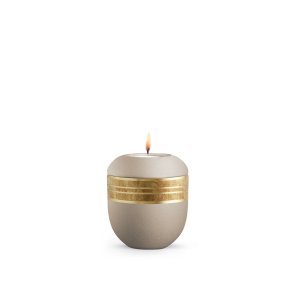Edition Krypta, Samton Champagner, altgoldenes Dekor mattgolden eingefasst, Gedenklicht
