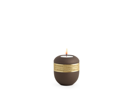 Edition Krypta, Samton Siena, mattgolden eingefasstes glitzerndes Dekor, Gedenklicht