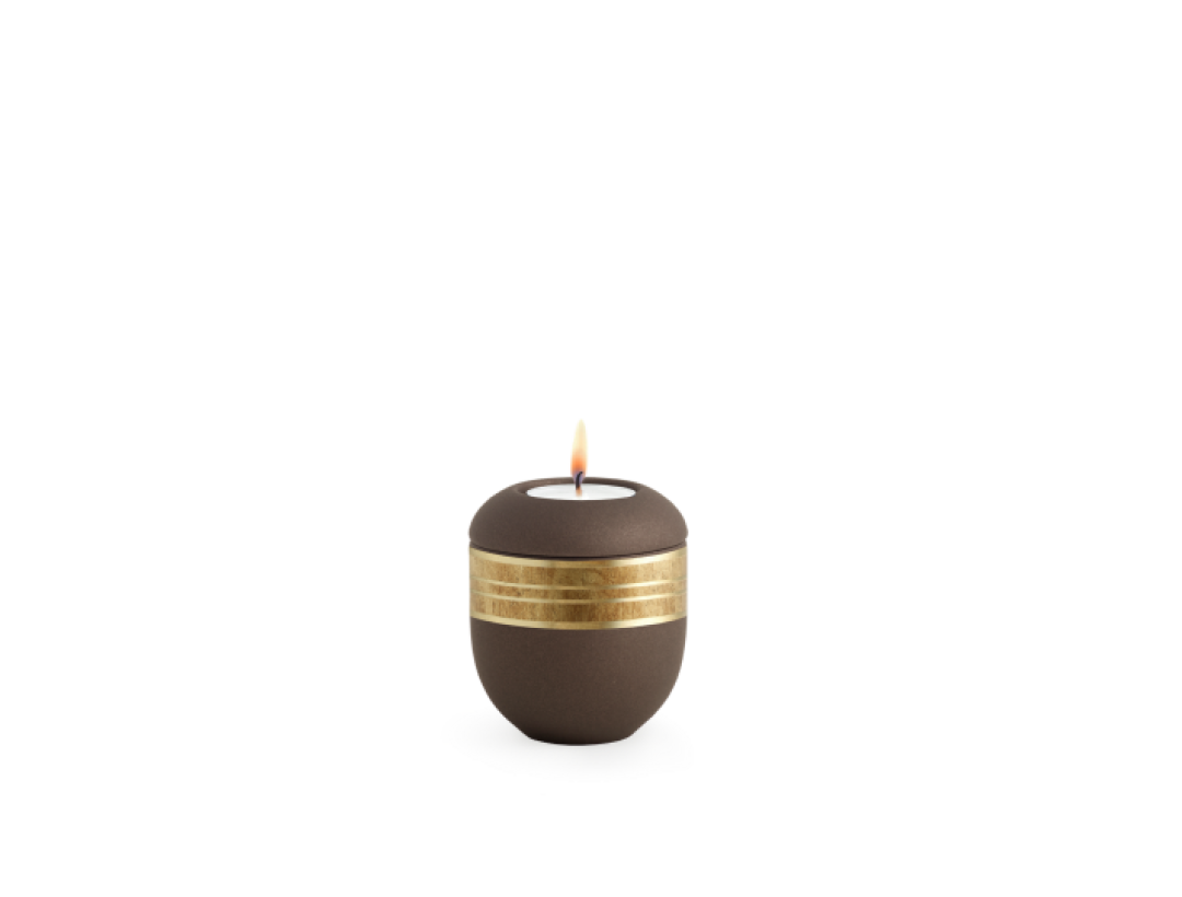 Edition Krypta, Samton Siena, altgoldenes Dekor mattgolden eingefasst, Gedenklicht Edition Krypta, Samton Siena, altgoldenes Dekor mattgolden eingefasst, Gedenklicht