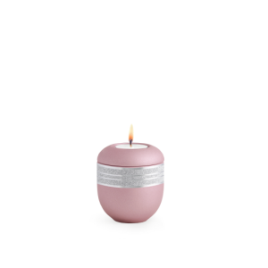 Edition Krypta, Samton Rosé, mattsilber eingefasstes glitzerndes Dekor, Gedenklicht