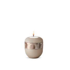 Edition Papyrus, Gedenklicht, velvet champagner, Federndekor