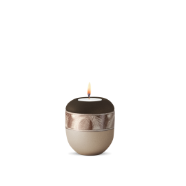 Edition Papyrus, Gedenklicht, velvet champagner/siena, Federndekor