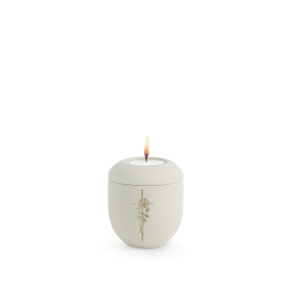 Edition Melina, Samtton Creme, Kreuz und Rose, Gedenklicht Edition Melina, Samtton Creme, Kreuz und Rose, Gedenklicht