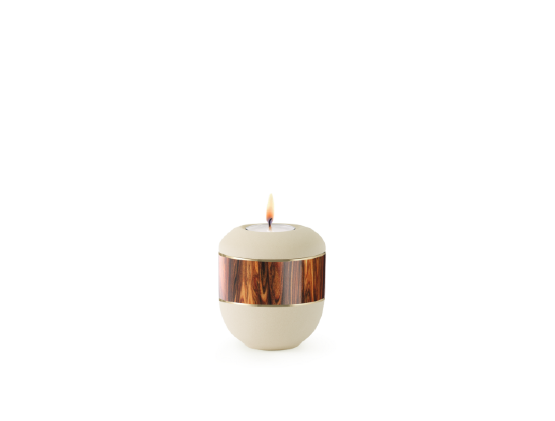 Edition Wood Line, Samtton creme - Gedenklicht, Dekor Rio Palisander Edition Wood Line, Samtton creme - Gedenklicht, Dekor Rio Palisander