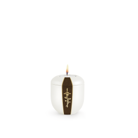 Edition D'artiste, Perlmutt, Kreuz mit Rose/ Braun, Gedenklicht