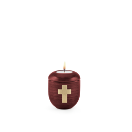 Edition Rustica, Florentinerrot handbemalt, Kreuz gebürstet, Gedenklicht Edition Rustica, Florentinerrot handbemalt, Kreuz gebürstet, Gedenklicht