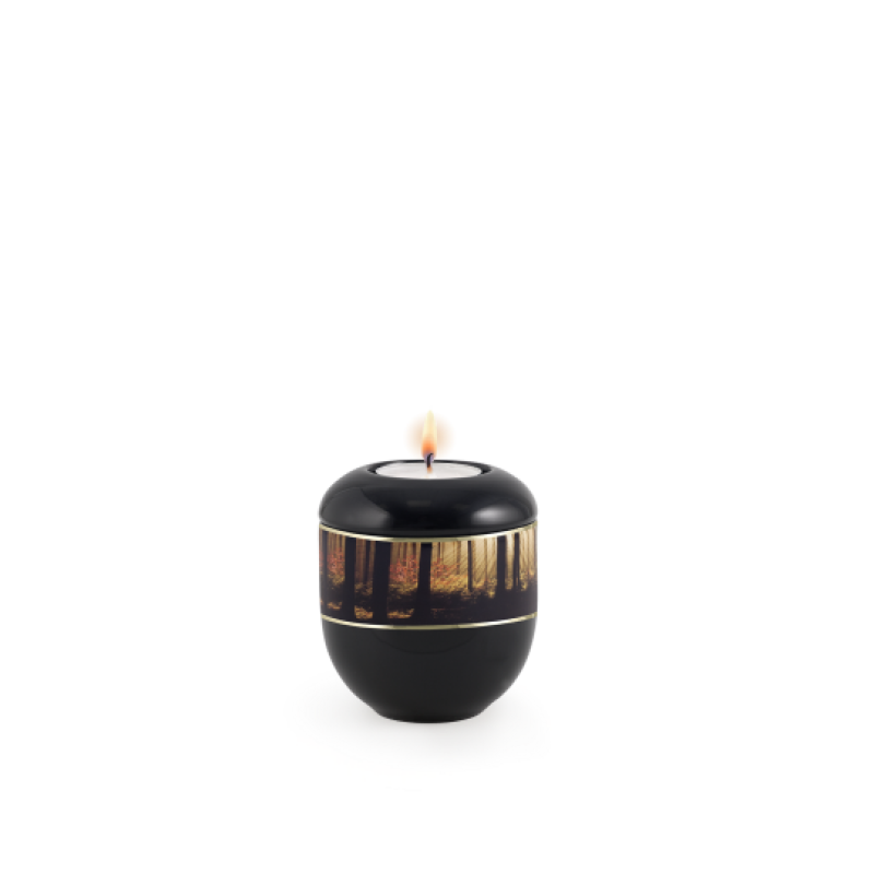 Edition Landscape, Schwarz, Dekorband Waldlichtung/ Goldstreifen, Gedenklicht