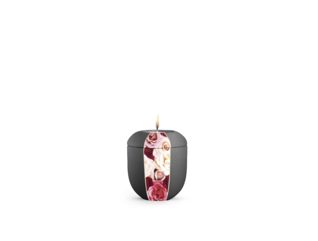 Edition Natura, Samtton anthrazit,  Rosen, Gedenklicht Edition Natura, Samtton anthrazit,  Rosen, Gedenklicht