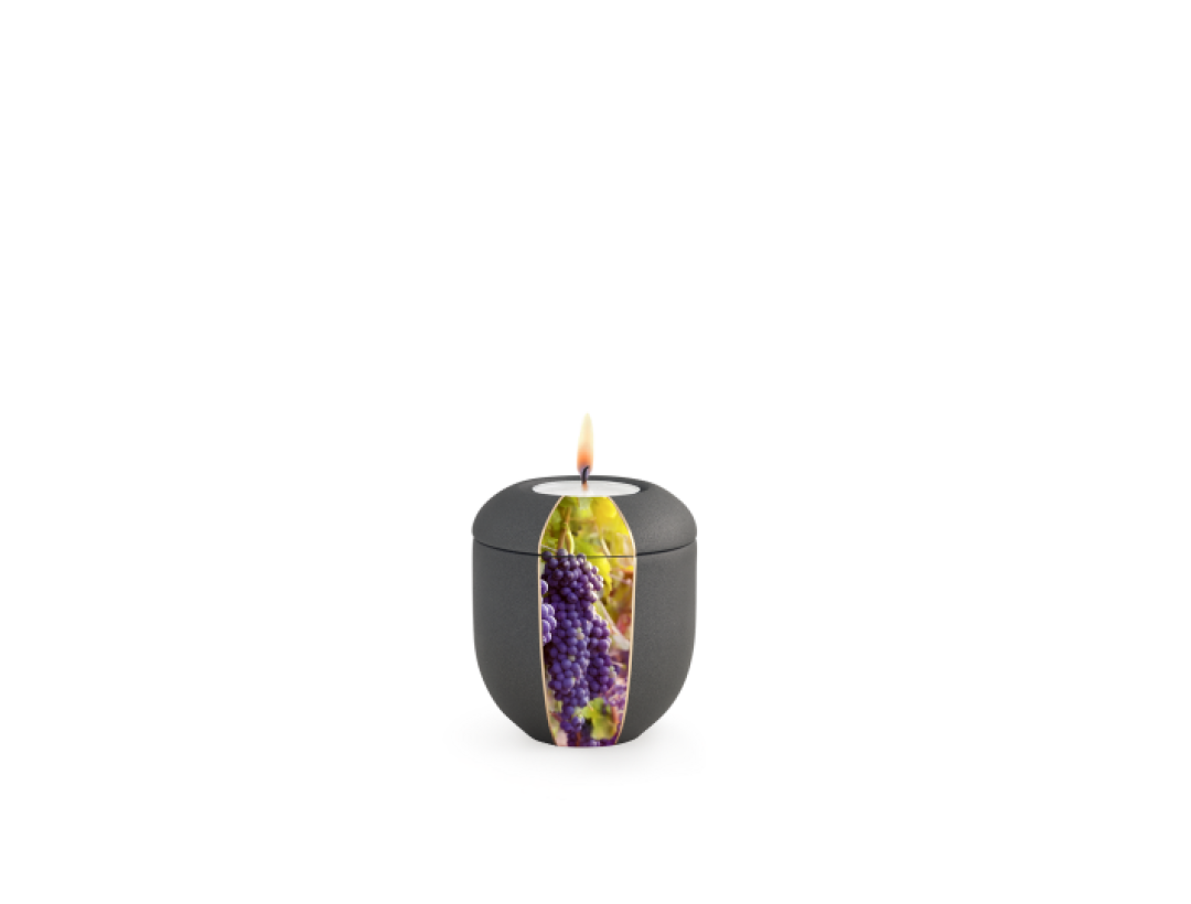 Edition Natura, Samtton anthrazit, Weinrebe, Gedenklicht Edition Natura, Samtton anthrazit, Weinrebe, Gedenklicht