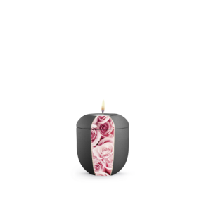 Edition Natura, Samtton anthrazit, rosa Rosen, Gedenklicht