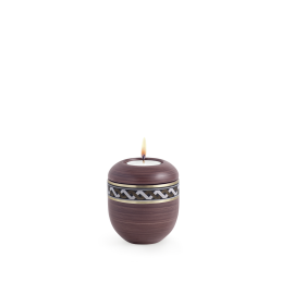 Edition Intarsia, Kastanienbraun handbemalt, Wellen, Gedenklicht Edition Intarsia, Kastanienbraun handbemalt, Wellen, Gedenklicht