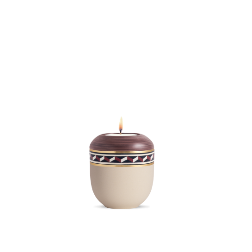 Edition Intarsia, Creme/Kastanienbraun handbemalt, Zacken, Gedenklicht