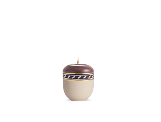 Edition Intarsia, Creme/Kastanienbraun handbemalt, Zacken, Gedenklicht